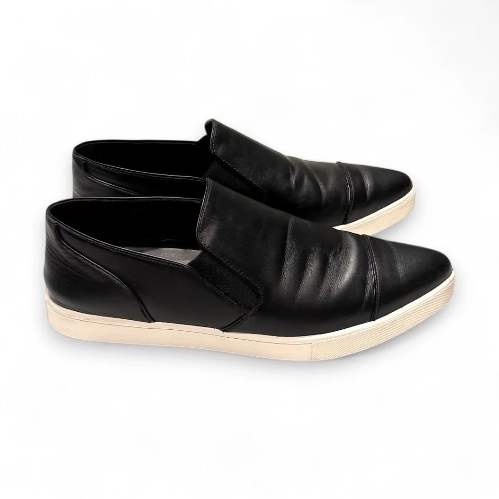 VINCE Black Leather Slip-On Sneakers – Women’s Size 9 (EU 39)